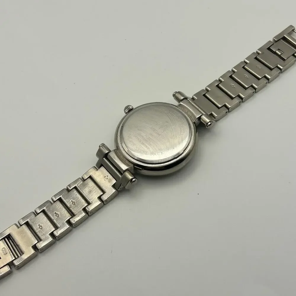 M MEI64 Silver Tone Crystals St. Steel Women’s Watch Working New Battery